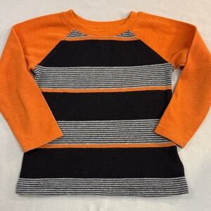 Old Navy - Vibrant Orange and Black Striped Kids Long Sleeve Tee
